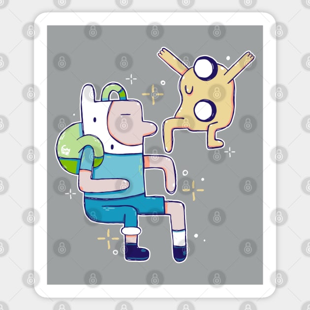 Finn and Jake in Abstract Sticker by DajonAcevedo